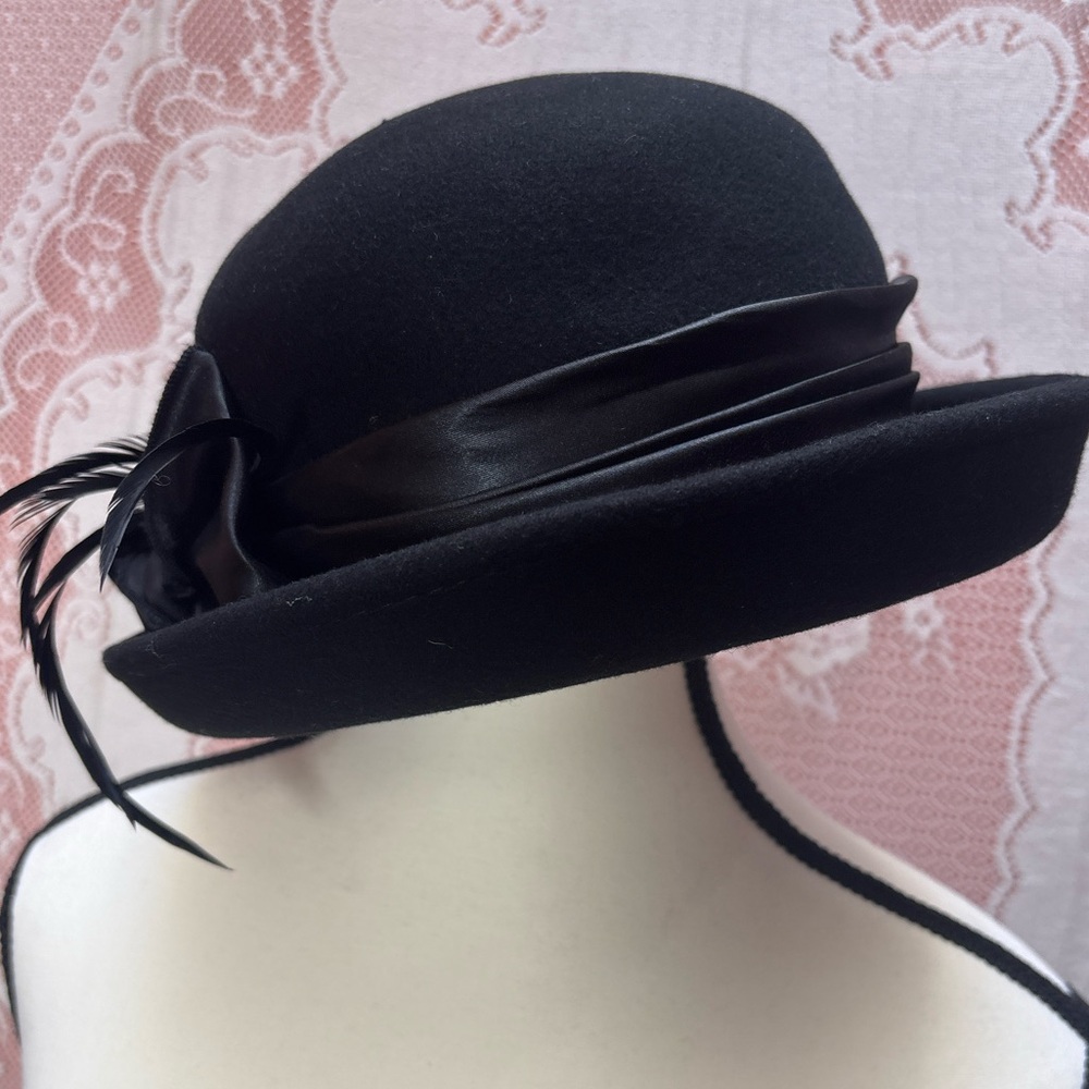 Vintage Black Wool Bowler Hat – 100% Wool